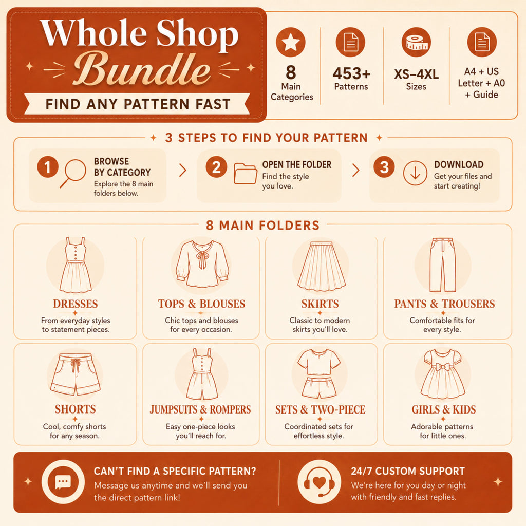 600+ Sewing Patterns Bundle – Women, Men & Kids PDF Patterns | Instant Download