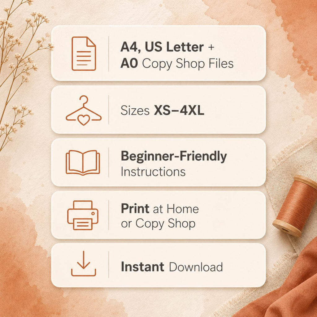 3 Everyday Top PDF Sewing Patterns Bundle | XS–4XL