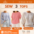 3 Everyday Top PDF Sewing Patterns Bundle | XS–4XL