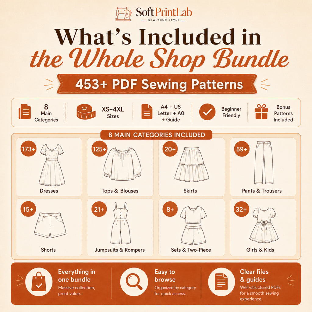 600+ Sewing Patterns Bundle – Women, Men & Kids PDF Patterns | Instant Download