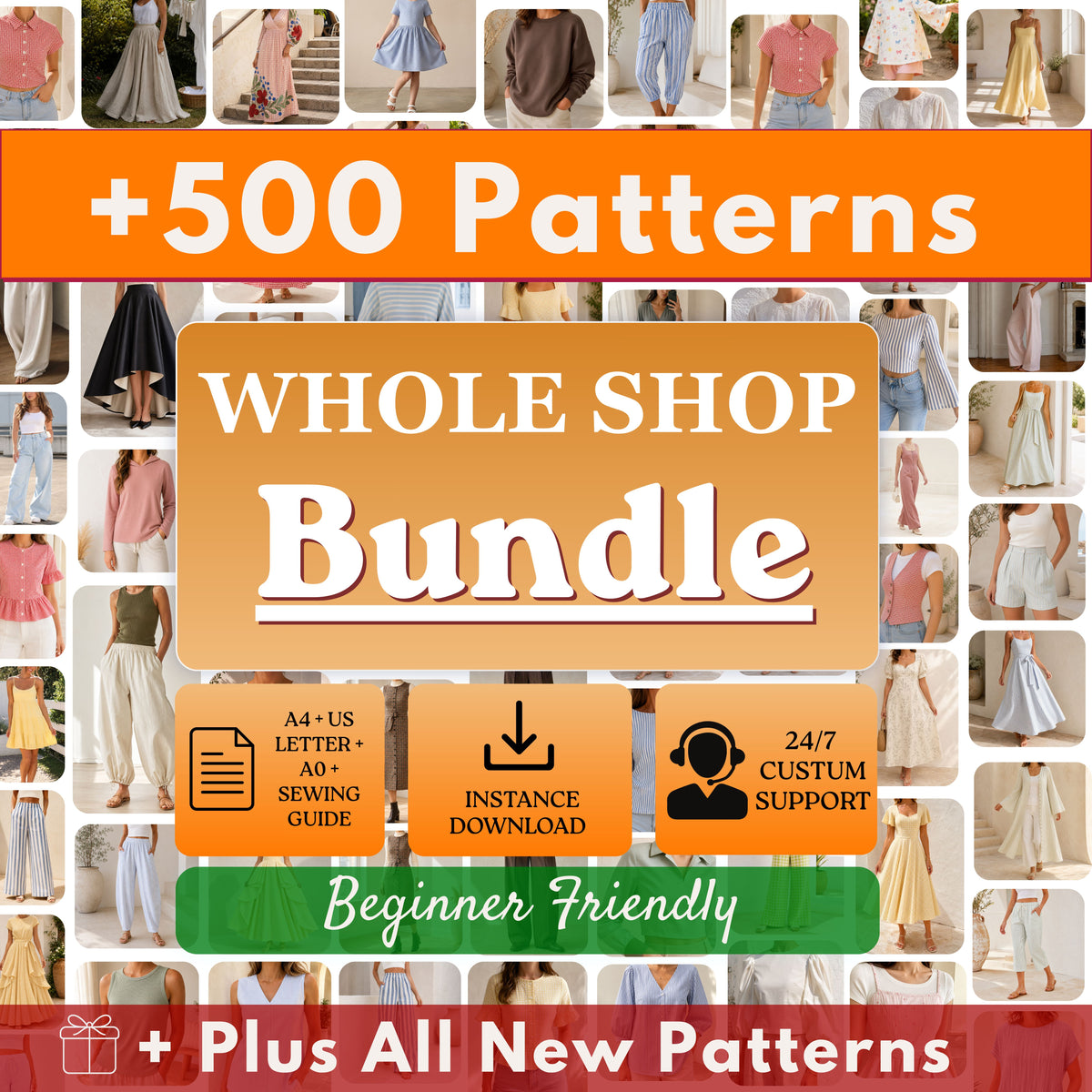 600+ Sewing Patterns Bundle – Women, Men & Kids PDF Patterns | Instant Download
